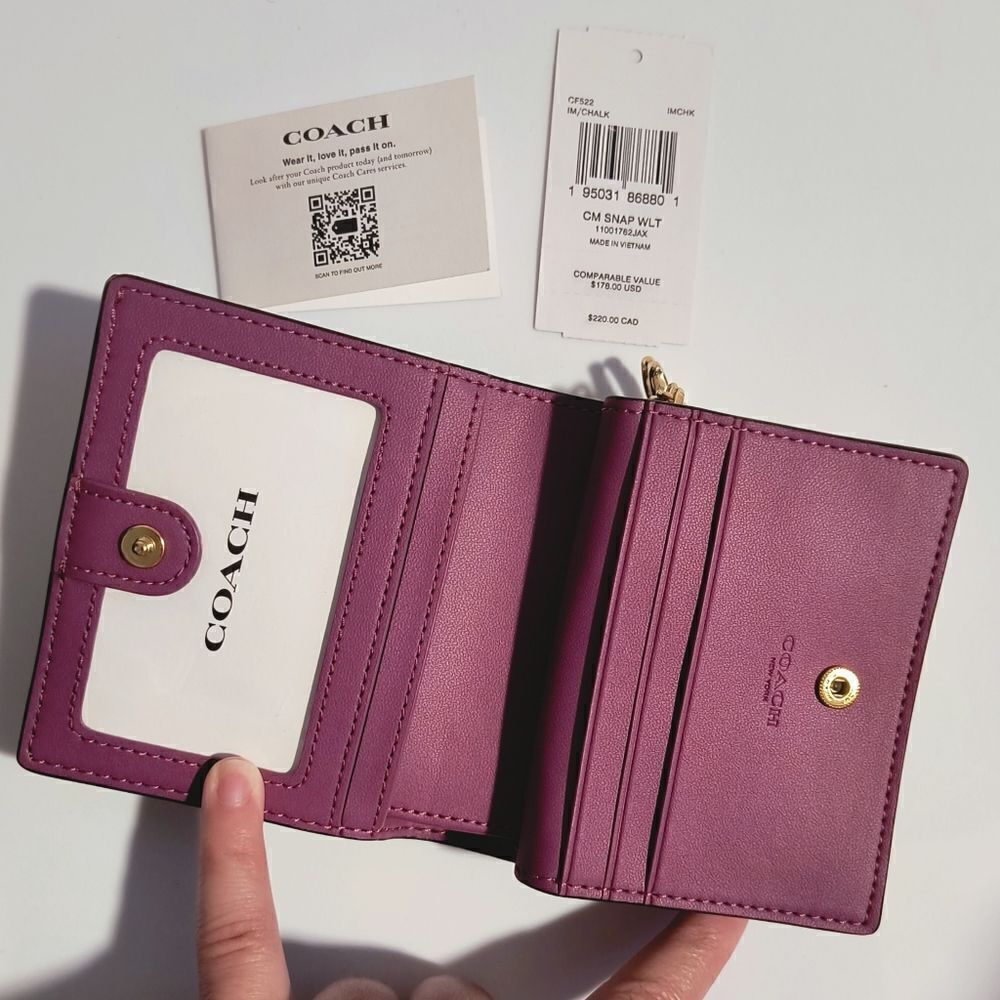 Coach Monogram Print Snap Wallet - Picture 4 of 7